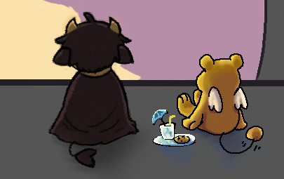 Phinxel watching the sunset with Aster