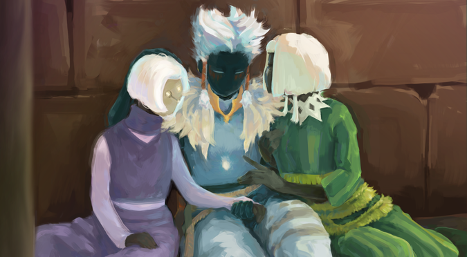 Two players sit with a tired spirit