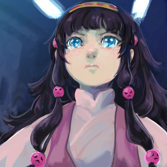 illustration of a girl stalwartly protecting someone who is not shown