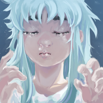 illustration of a girl with a big snot bubble coming out of her nose