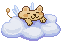 sleepy phinxel floating on a cloud